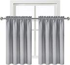 DWCN Silver Grey Short Blackout Curtains for Bedroom, Thermal Insulated Energy Saving Room Darkening Curtains for Living Room (W42 x L36 inch, Set of 2 Panels, Top of Rod Pocket)