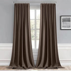 MIULEE Chocolate Brown Back Tab Blackout Curtains 102 Inch Long 2 Panels Set for Bedroom, Rod Pocket/Pinch Pleated Thermal Insulated Living Room Darkening Light Blocking Floor to Ceiling Drapes