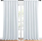 NICETOWN Bedroom Window Curtain Panels - Window Treatment Thermal Insulated Rod Pocket Room Darkening Curtains/Drapes for Patio Door (Greyish White, 2 Panels, 70 in x 95 in (W x L))