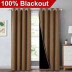 NICETOWN 100% Blackout Window Curtain Panels, Heat and Cold Blocking Drapes with Black Liner for Nursery, 84 inches Drop Thermal Insulated Draperies (Gold Brown, 2 Pieces, 52 inches Wide Each Panel)