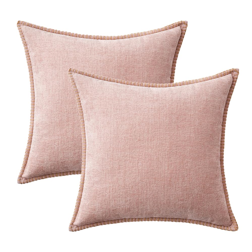 MIULEE Decorative Couch Throw Pillow Covers 20x20 Inch Pink 2 Pack