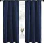 NICETOWN Bedroom Curtains Blackout Draperies, Home Decorations Thermal Insulated Solid Pole Top Blackout Drapes for Living Room (Navy, 1 Pair, 34-inch W x 63-inch L)