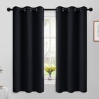 Yakamok 63 Inch Length Blackout Curtains for Bedroom, Thermal Insulated Room Darkening Grommet Top Window Drapes for Living Room,Black,42W x 63L,2 Panels