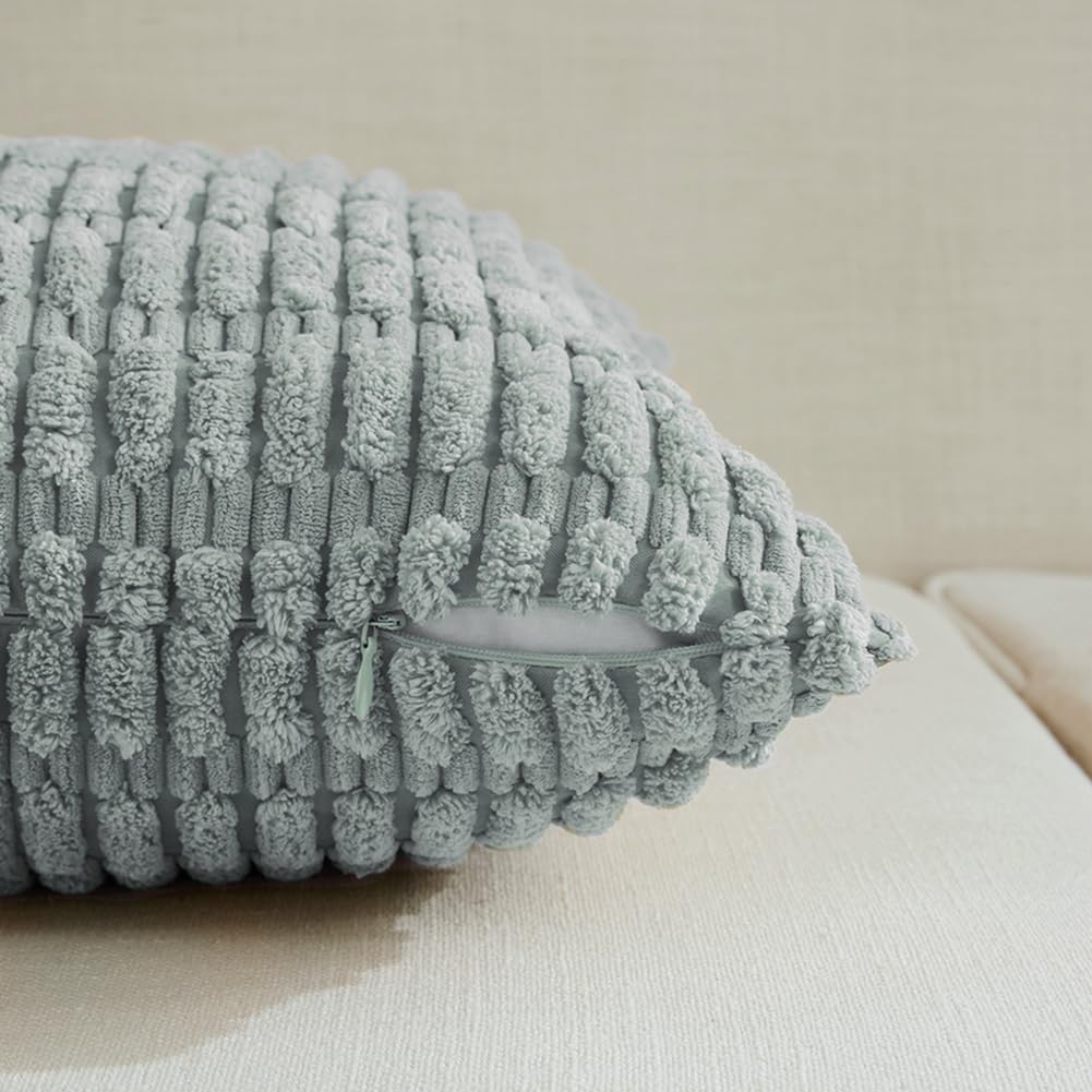 Fancy Homi 4 Packs Decorative Throw Pillow Covers for Living Room Couch Bed, Modern Farmhouse Boho Home Décor Accent Cushion Case, 14" x 14", Grey Blue