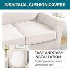 Turquoize 4 Piece Sofa Covers for 3 Cushion Couch Sofa Slipcover Soft Couch Cover for Dogs-Washable Sofa Furniture Covers with 3 Individual Cushion Covers, Jacquard Fabric (3 Cushion Sofa, Ivory)