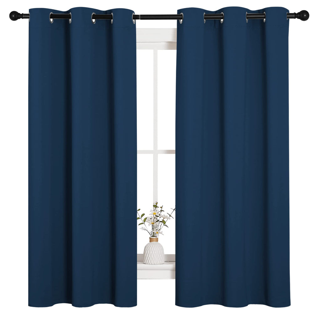 NICETOWN Room Darkening Curtains 63 inch Length 2 Panels, Thermal Insulated Grommet Blackout Curtains for Modern Casual Elegant Bedroom Kids Room Theme Decoration (Moroccan Blue, 2 Pieces, W42)