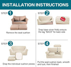 Turquoize 3 Piece Sofa Covers for 2 Cushion Couch Sofa Slipcover Soft Cover for Dogs-Washable Furniture Covers with 2 Individual Cushion Covers, Feature Jacquard Fabric(Loveseat, Biscotti Beige)