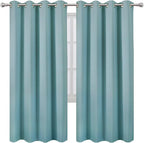 LEMOMO Blackout Curtains 66 x 72 Inch Long Stone Blue Curtains Set of 2 Panels Room Darkening Curtains for Bedroom and Living Room
