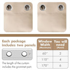MIULEE Blackout Curtains 94 Inches Long for Bedroom Living Room Thermal Insulated Room Darkening Grommet Top Solid Light Blocking Drapery Set of 2 Window Panels Beige
