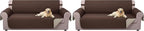 U-NICE HOME Reversible Sofa Cover Couch Cover for Dogs with Elastic Straps Water Repellent Furniture Protector for Pets Couch Cover for 3 Cushion Couch (Sofa, Coffee/Beige) (Pack of 2)