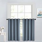 Yakamok Soild Small Window Curtains,Grommet Thermal Insulated Privacy Curtains and Drapes Room Darkening Shades Decent Decor for Kitchen Camper Closet(2 Panels,Stone Blue,52x36 Inch)