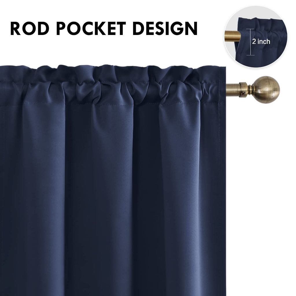 DWCN Blackout Curtains for Bedroom Living Room 38 x 84 Inch Long Navy