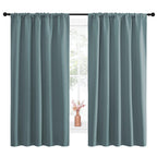 NICETOWN Greyish Blue Blackout Curtains Panels for Window, Thermal Insulated Rod Pocket Blackout Drapes/Draperies for Living Room (2 Panels, W52 x L63 inches)