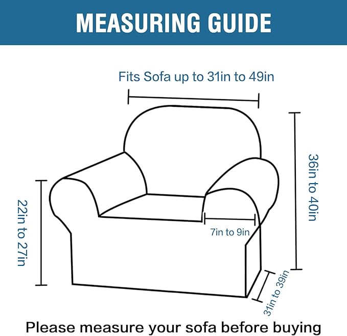 H.VERSAILTEX Stretch Velvet Armchair Cover Couch Covers 1 Cushion Chair Slipcover for Living Room Furniture Cover Crafted from Thick Comfy Rich Velour (Chair 31"-49", Deep Teal)