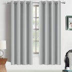 Yakamok Blackout Curtains Room Darkening Thermal Insulated Grommet top Window Curtains for Living Room, 52 x 72 Inch, Light Grey, Set of 2
