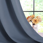 NICETOWN Blackout Draperies 60" W x 84" L Curtains for Kids Room, Window Treatment Thermal Insulated Solid Grommet Blackout Drape Panels for Bedroom (Stone Blue, Set of 2, 60 by 84 inches)