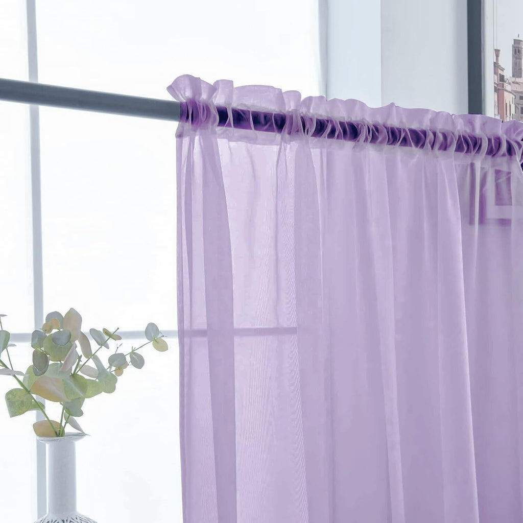 SpaceDresser Sheer Voile Window Treatment Rod Pocket Curtain Panels for Kitchen Bedroom Living Room Drapes Sunlight Filtering Privacy Semi Home Decor Assorted (Lavender, 52 W x 54 L)