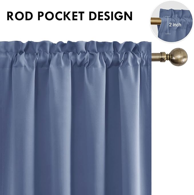 DWCN Blackout Curtains for Bedroom 52 x 84 Inch Long Dusty Blue 2 Panels