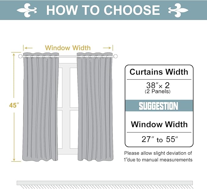 ChrisDowa Room Darkening Curtains for Bedroom and Living Room 45 Inch Long