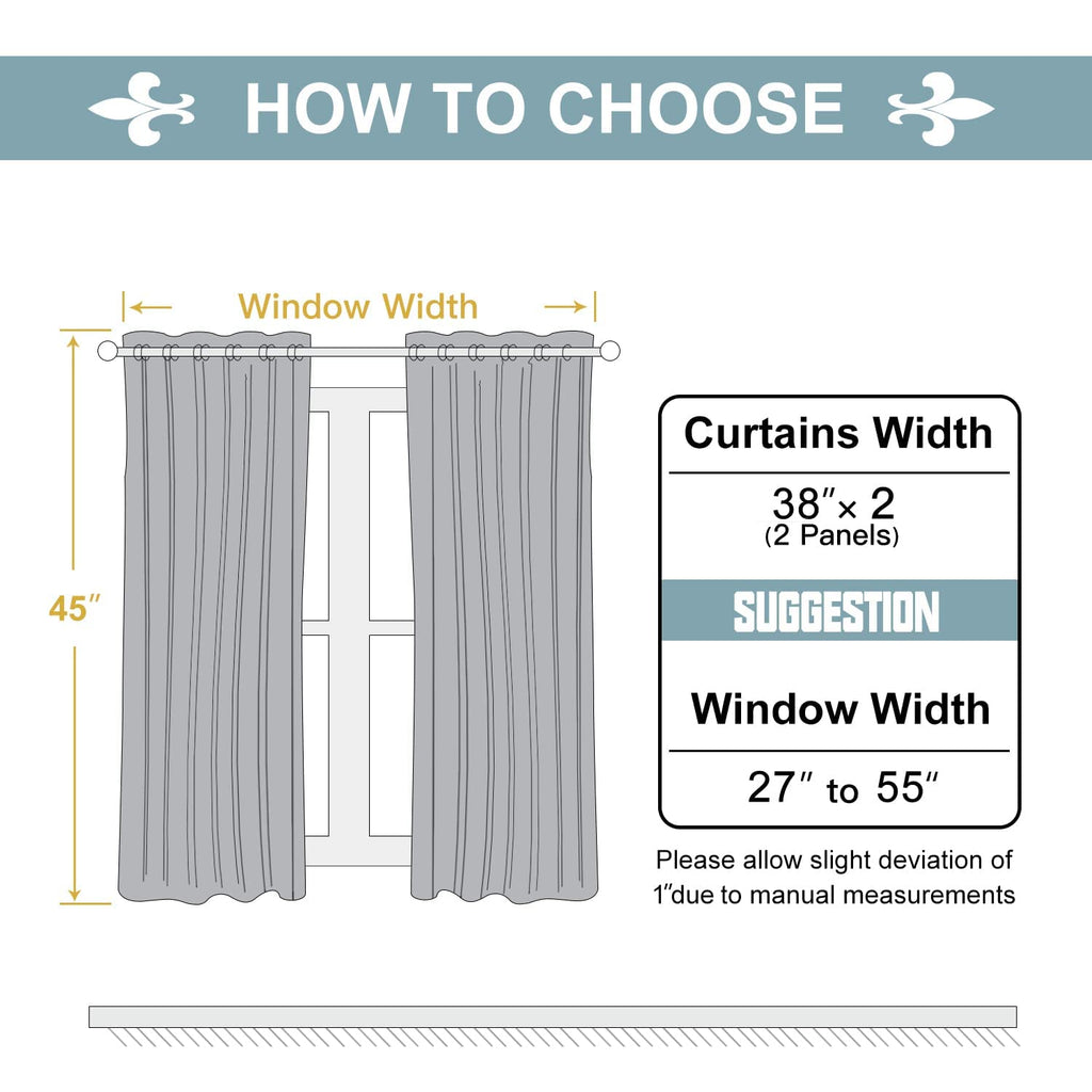 ChrisDowa Grommet Blackout Curtains for Bedroom and Living Room - 2 Panels Set Thermal Insulated Room Darkening Curtains (Dark Grey, 38W x 45L)