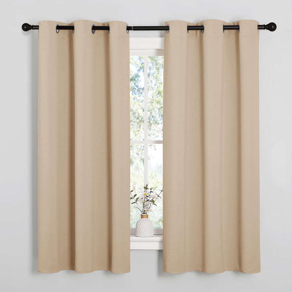 NICETOWN Room Darkening Draperies Window Curtain Panels, Thermal Insulated Grommet Room Darkening Curtains for Bedroom (Biscotti Beige, 2 Panels, W42 x L48 -inch)