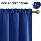 DWCN Blackout Curtains Room Darkening Thermal Insulated Bedroom Curtains Window Curtain Panels, 38 x 63 inches Long, Set of 2 Classic Blue Rod Pocket Drapes