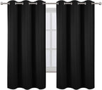 LEMOMO Blackout Curtains 42 x 63 inch/Black Curtains Set of 2 Panels/Thermal Insulated Room Darkening Bedroom Curtains