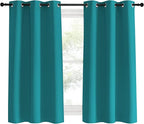 NICETOWN Room Darkening Curtains 60 inch Length 2 Panels, Peacock Teal, 2 Pieces, W42, Thermal Insulated Grommet Blackout Curtains for Modern Casual Elegant Bedroom Kids Room Theme Decoration