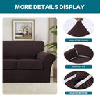 Turquoize 4 Piece Sofa Covers for 3 Cushion Couch Sofa Slipcover Soft Couch Cover for Dogs-Washable Sofa Furniture Covers with 3 Individual Large Cushion Covers Jacquard Fabric (XL Sofa, Brown)