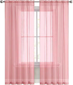 SpaceDresser Sheer Voile Window Treatment Rod Pocket Curtain Panels for Kitchen Bedroom Living Room Drapes Sunlight Filtering Privacy Semi Home Decor Assorted Colors Sizes (Blush, 52 W x 96 L)