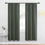 NICETOWN Bedroom Curtains Blackout Draperies - All Season Thermal Insulated Solid Rod Pocket Top Blackout Curtains/Drapes for Kid's Room (Dark Mallard, 1 Pair, 34 x 72 Inch)