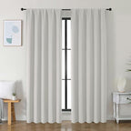 Simplebrand Ava Natural Blackout Curtains for Bedroom 84 Inch Length 2 Panels Set, Solid Thermal Insulated Privacy Living Room Window Treatment Curtains Blackout Drapes, W50 x L84 Inch, Natural