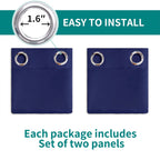 BGment Blackout Curtains for Bedroom - Grommet Thermal Insulated Room Darkening Curtains for Living Room, Set of 2 Panels, Each 55 x 96 Inch, Navy Blue