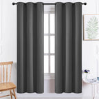 Yakamok Blackout Curtains 38x72 inch Charcoal Grey Thermal Drapes-Bedroom