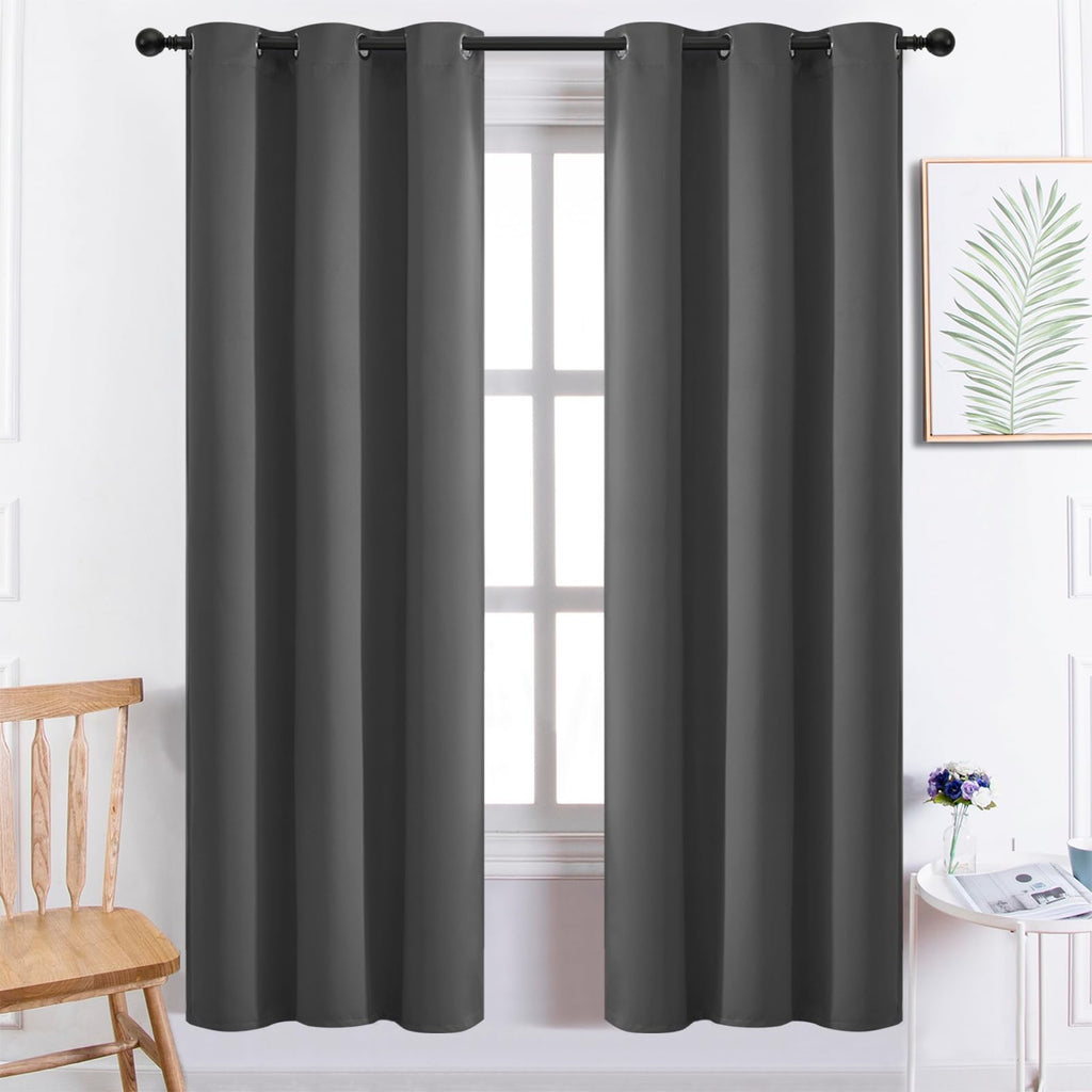 Yakamok Blackout Curtains 38x72 inch Charcoal Grey Thermal Drapes-Bedroom
