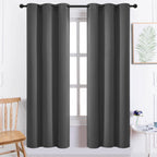Yakamok Blackout Curtains 38x72 inch Charcoal Grey Thermal Drapes-Bedroom