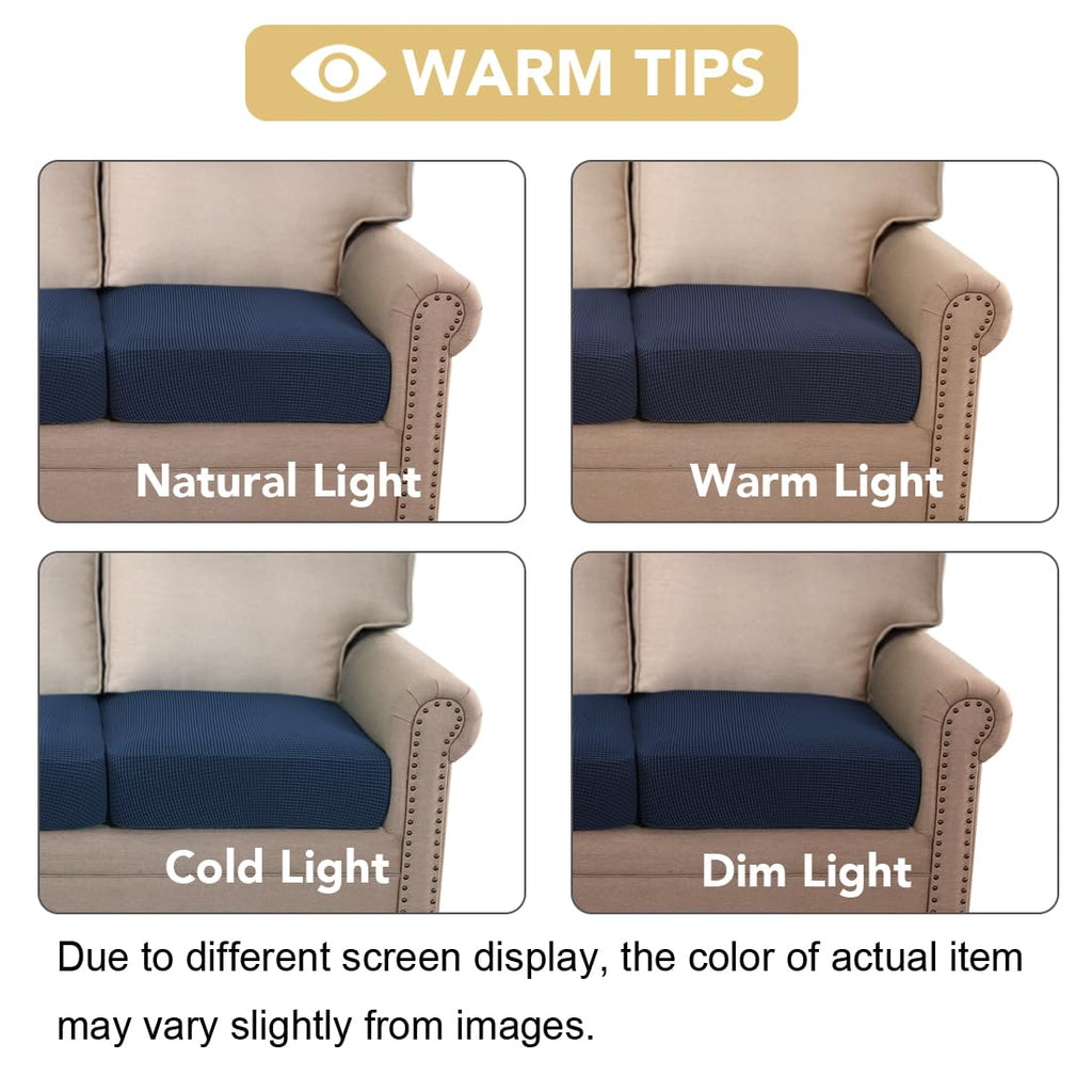 H.VERSAILTEX Super Stretch Couch Cushion Covers Sofa Cushion Slipcovers Jacquard Fabric Individual Seat Couch Slipcover Sets for Pets with Elastic Bottom(3 Packs Cushion Sofa Covers, Navy)