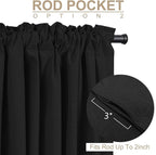 100% Blackout Shield Linen Blackout Curtains for Bedroom 102 Inches Long, Back Tab/Rod Pocket Living Room Drapes, Thermal Insulated Blackout Curtains 2 Panels Set, 50" W x 102" L, Black