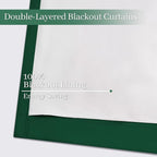 Yakamok 100% Blackout Curtains Dark Green Room Darkening Thermal Insulated with 2 Thick Layers-Hunter Green Window Drapes Set of 2 Panels for Bedroom Living Room 52 Inches by 96 Inches Length