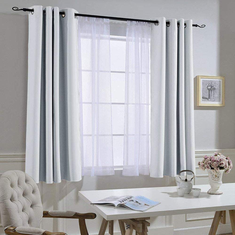 NICETOWN Greyish White Room Darkening Curtains - Window Treatment Thermal Insulated Grommet Panels/Drapes for Bedroom (2 Panels, 52 by 54)