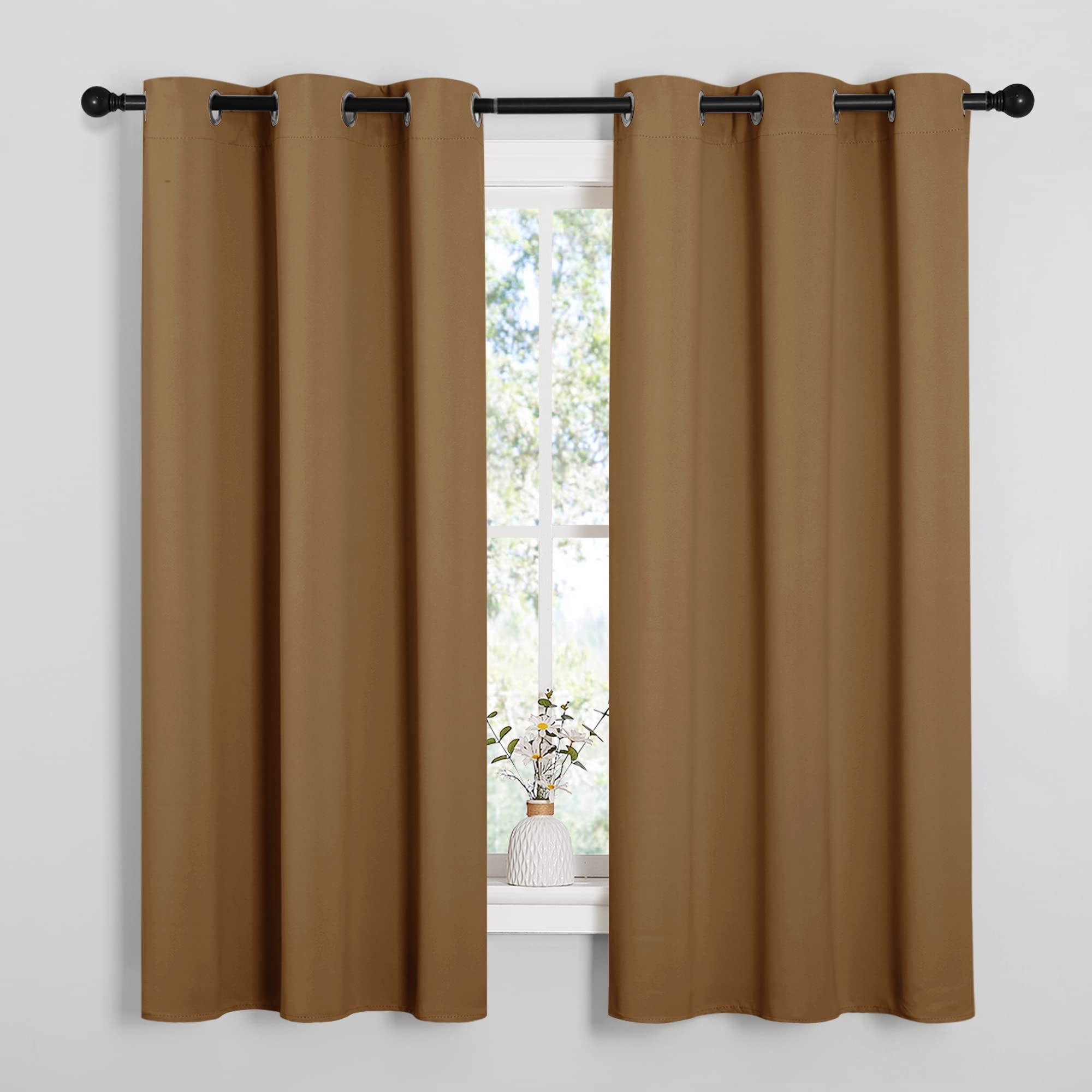 NICETOWN Grey Blackout Curtains for Bedroom 42" Wide x 63" Long 2 Panels