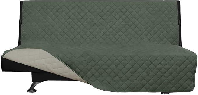 Easy-Going Reversible Couch Cover, Large Futon Sofa, Greyish Green/Beige