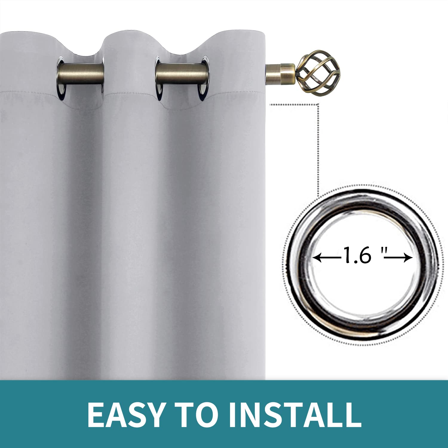 BGment Room Darkening Curtains 72 Inches Long - Grommet Thermal Insulated Drapes Window Treatment Curtains for Bedroom, 2 Panels, 42 x 72 Inch, Light Grey