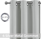 Yakamok Soft and Smooth Blackout Curtains for Bedroom - Grommet Thermal Insulated Room Darkening Curtains for Living Room, Set of 2 Panels (42 x 72Inch, Light Grey)