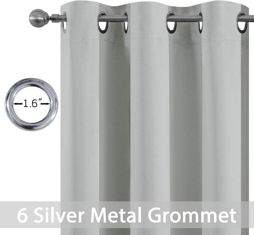 Yakamok Room Darkening Curtains 42x72 inch Length Light Grey-Living Room
