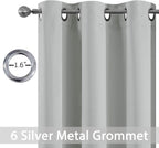 Yakamok Room Darkening Curtains 42x72 inch Length Light Grey-Living Room