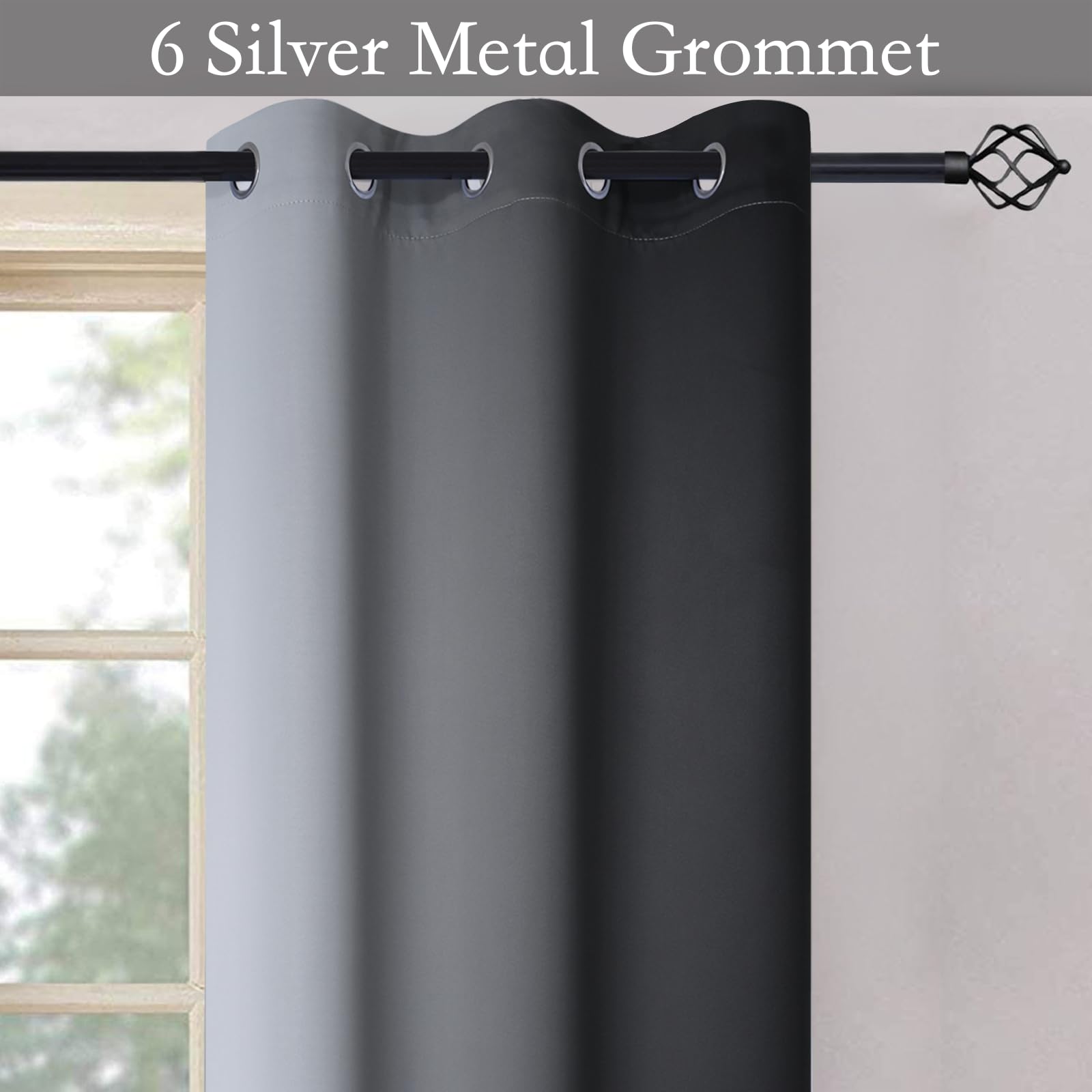SimpleHome Ombre Black to Grey White Curtains for Living Room 42Wx45L