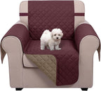U-NICE HOME Reversible Oversized Chair Covers Quilted Water Repellent Pet Protectors with Elastic Straps(28''Armchair, Burgundy/Tan)