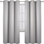 LEMOMO Light Grey Thermal Blackout Curtains/42 x 72 Inch/Set of 2 Panels Room Darkening Curtains for Bedroom