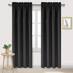 DWCN Blackout Curtains for Bedroom – Thermal Insulated Energy Saving Drapes for Living Room, Black, W 38 x L 84 Inch, Set of 2 Rod Pocket Curtain Panels